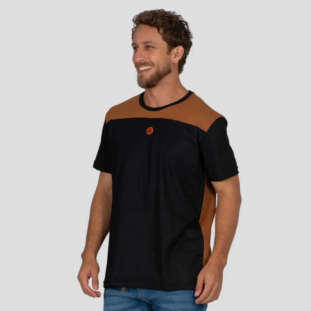 Camiseta Masculina Manga Curta Piquet Com Recorte .30907CR