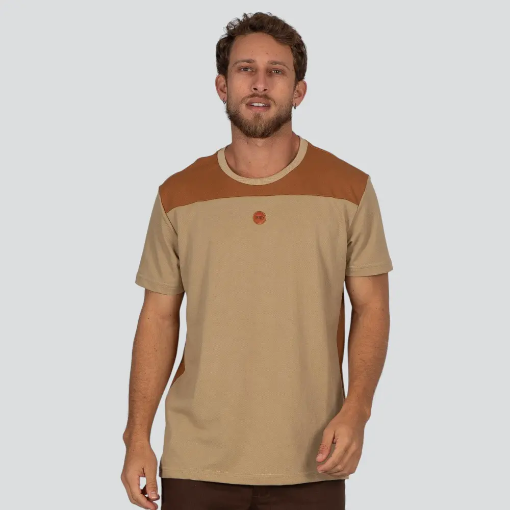 Camiseta Masculina Manga Curta Piquet Com Recorte .30907CR