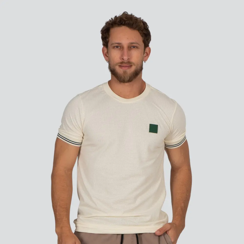 Camiseta Masculina Manga Curta Malha Texturizada Com Emborrachado Com Retilínea .30924C
