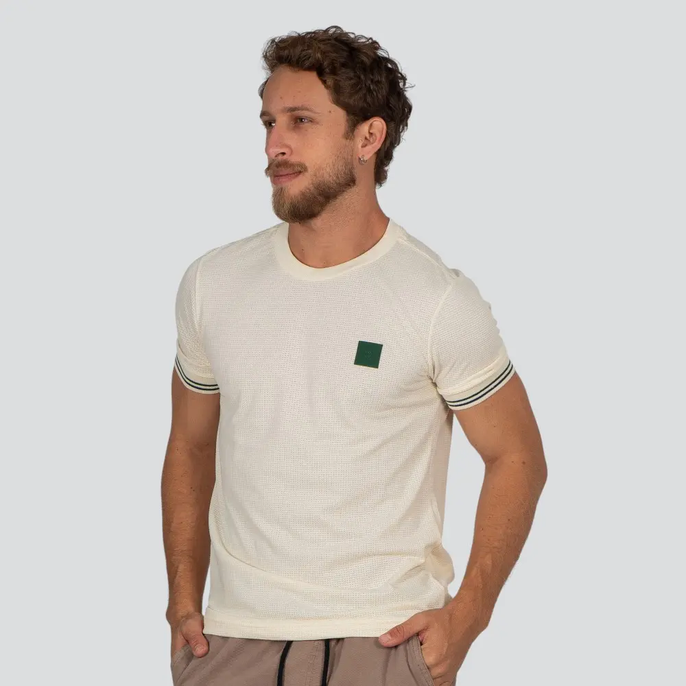 Camiseta Masculina Manga Curta Malha Texturizada Com Emborrachado Com Retilínea .30924C