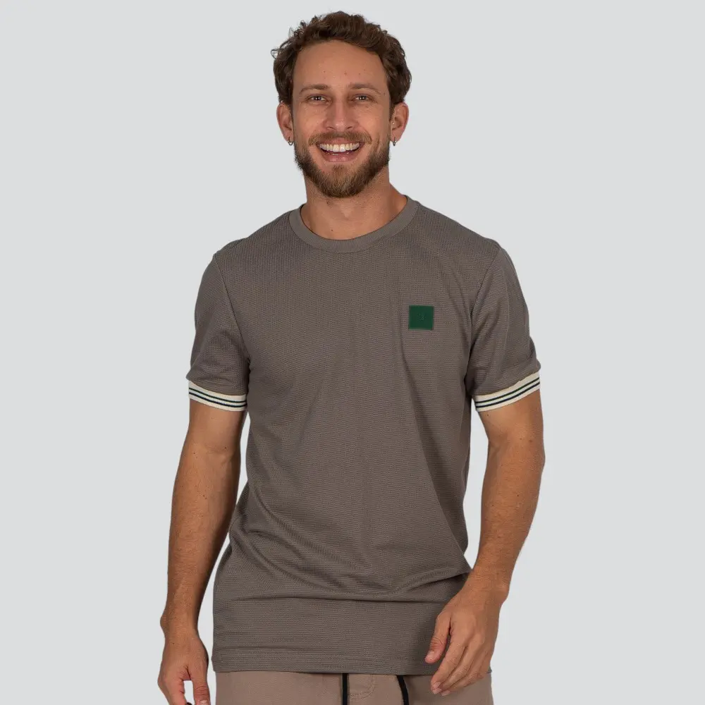 Camiseta Masculina Manga Curta Malha Texturizada Com Emborrachado Com Retilínea .30924C