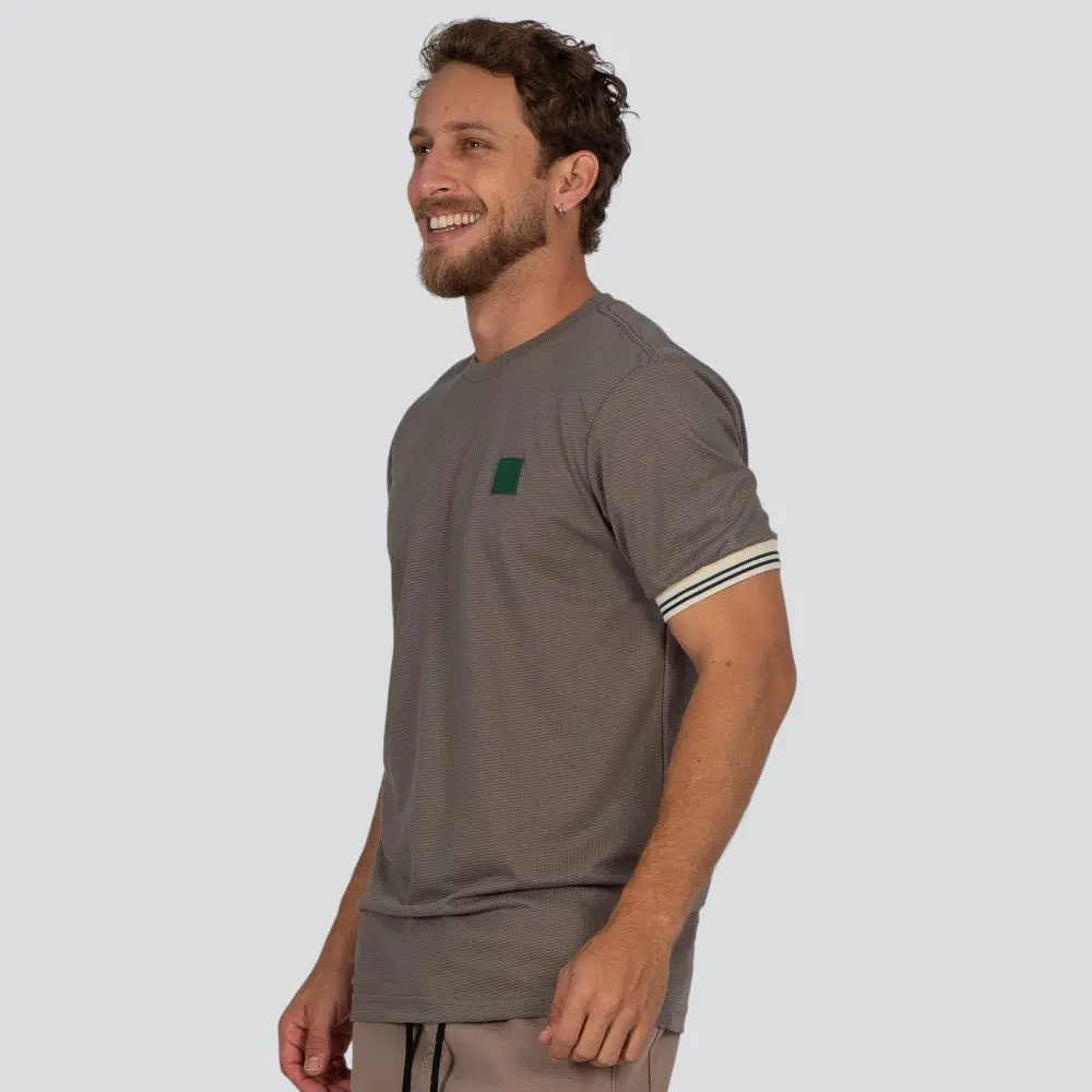Camiseta Masculina Manga Curta Malha Texturizada Com Emborrachado Com Retilínea .30924C