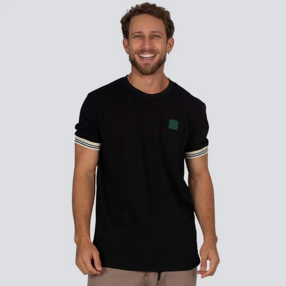 Camiseta Masculina Manga Curta Malha Texturizada Com Emborrachado Com Retilínea .30924C