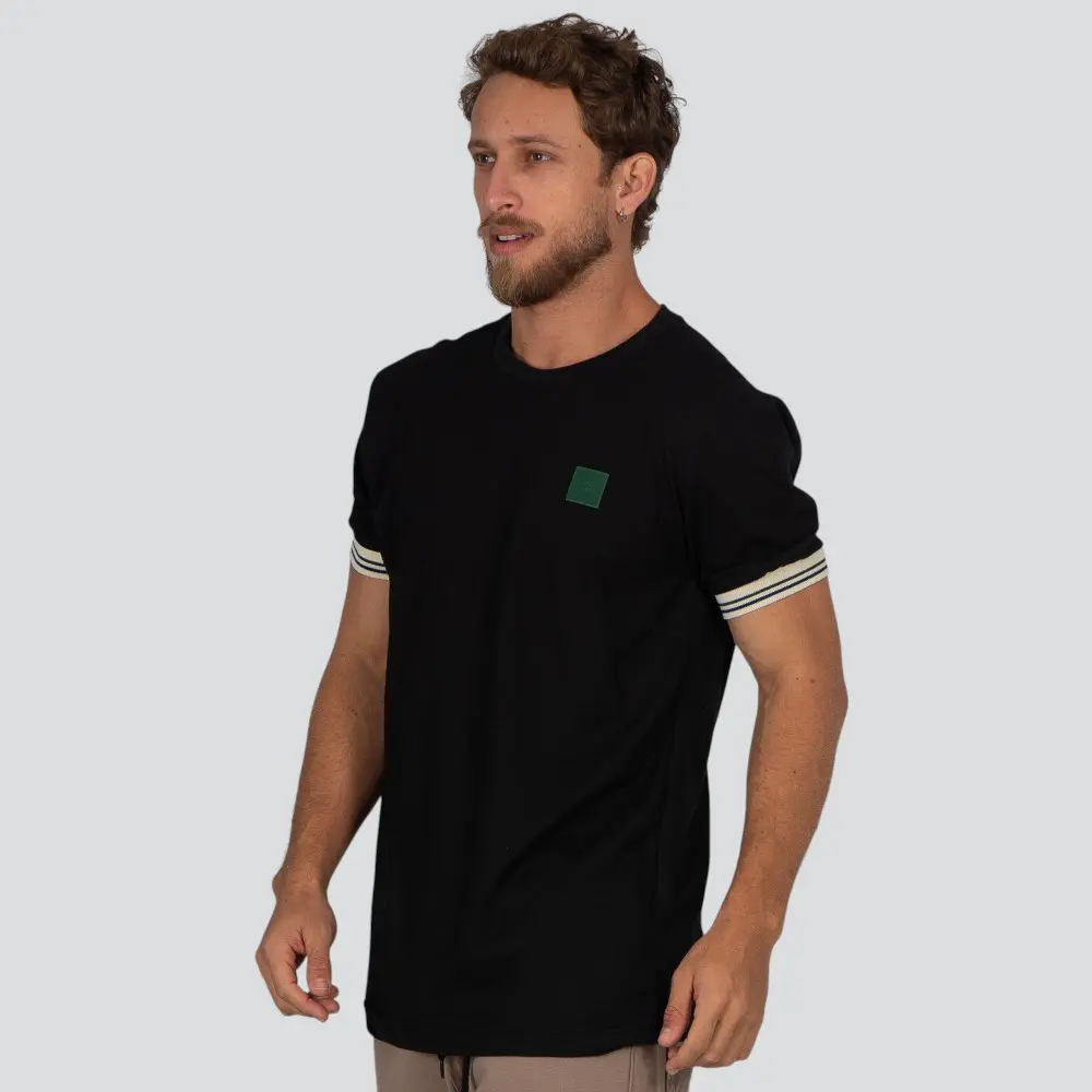 Camiseta Masculina Manga Curta Malha Texturizada Com Emborrachado Com Retilínea .30924C