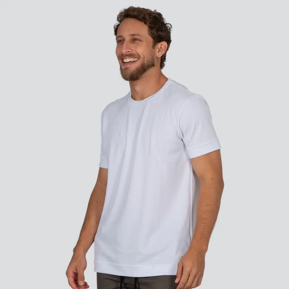 Camiseta Masculina Manga Curta Piquet Básica Com Bordado .30255C