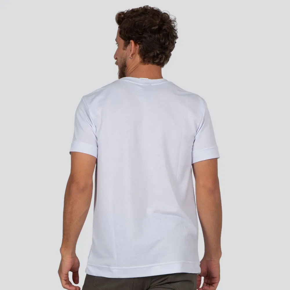 Camiseta Masculina Manga Curta Piquet Básica Com Bordado .30255C