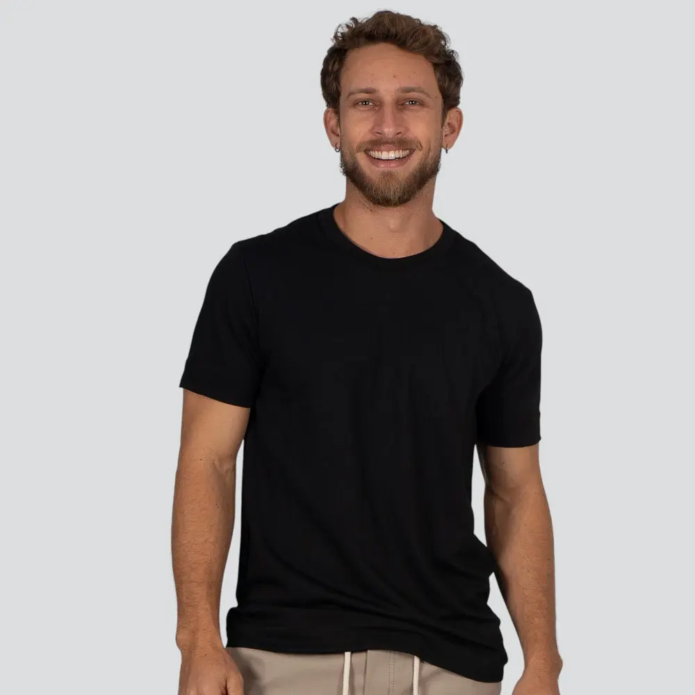 Camiseta Masculina Manga Curta Piquet Básica Com Bordado .30255C