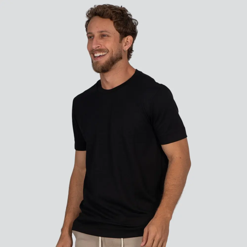 Camiseta Masculina Manga Curta Piquet Básica Com Bordado .30255C