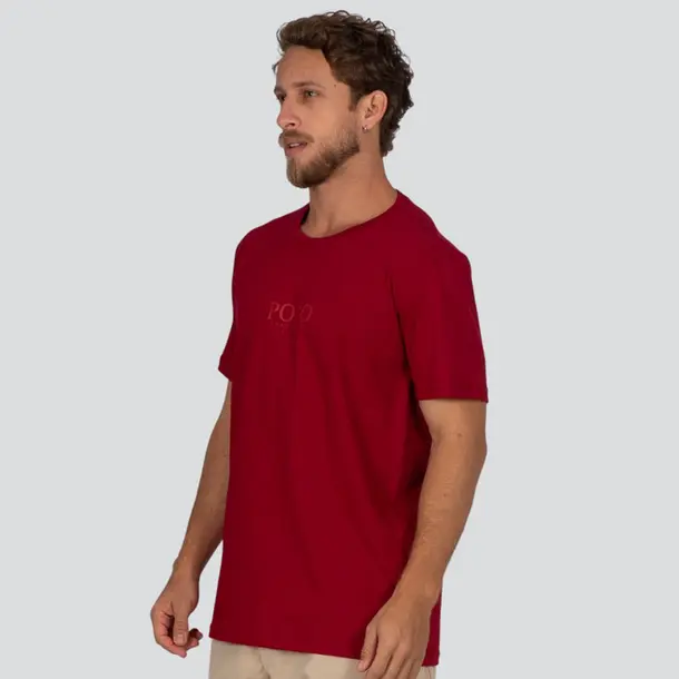 Camiseta Masculina Manga Curta Estampada Básica .26885C Vermelho