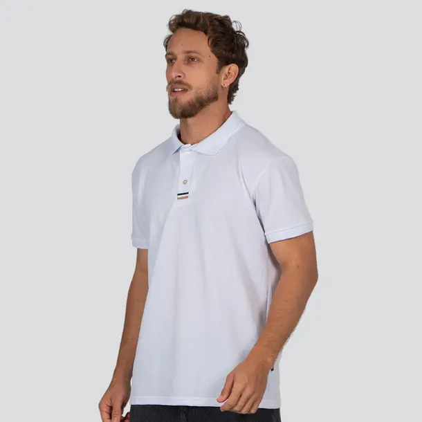 Polo Masculina Manga Curta Piquet Com Viés Listrado .30564P