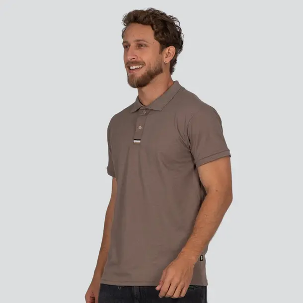 Polo Masculina Manga Curta Piquet Com Viés Listrado .30564P Macchiato