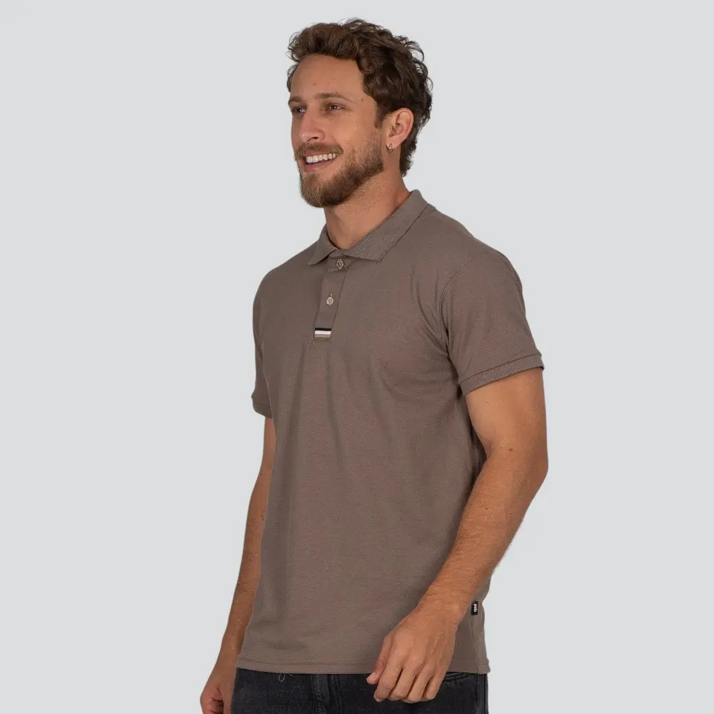 Polo Masculina Manga Curta Piquet Com Viés Listrado .30564P