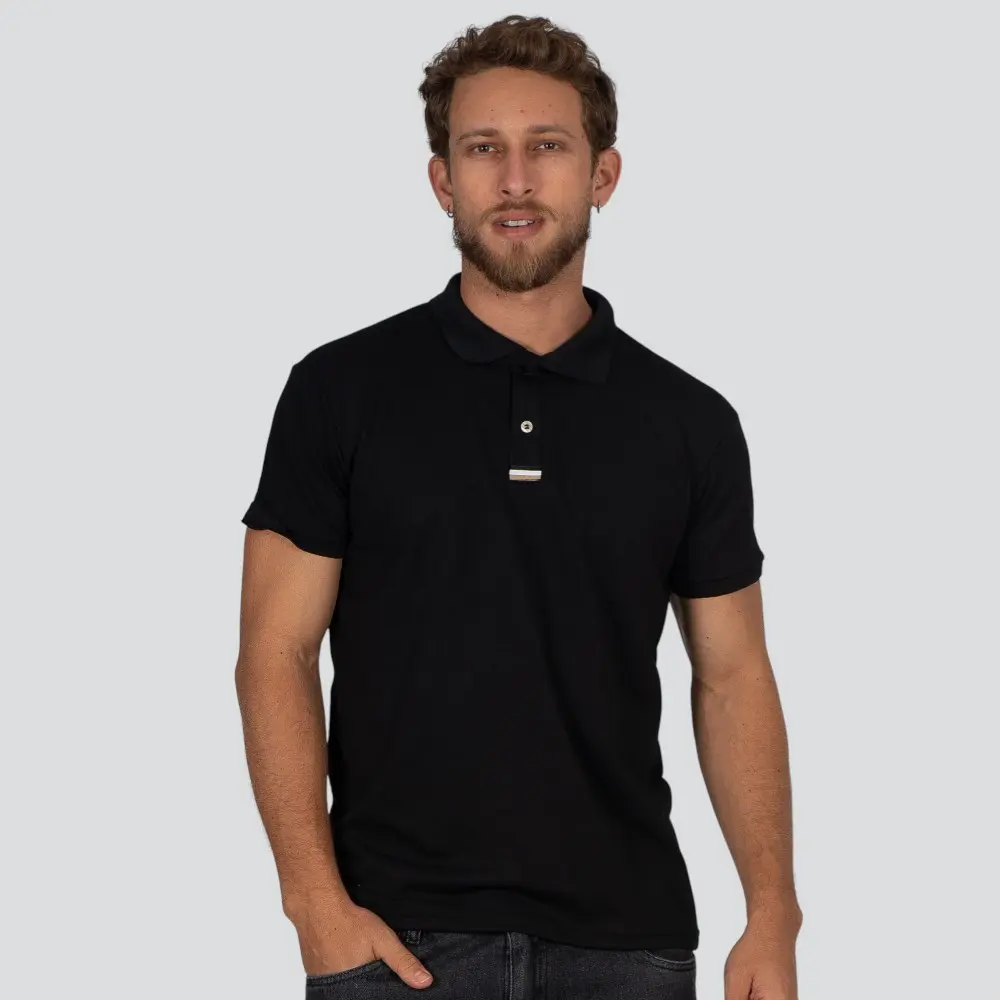 Polo Masculina Manga Curta Piquet Com Viés Listrado .30564P