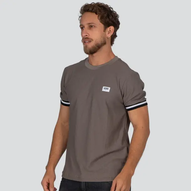 Camiseta Masculina Manga Curta Malha Texturizada Com Retilínea .30759C Macchiato