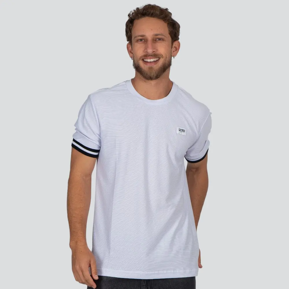 Camiseta Masculina Manga Curta Malha Texturizada Com Retilínea .30759C