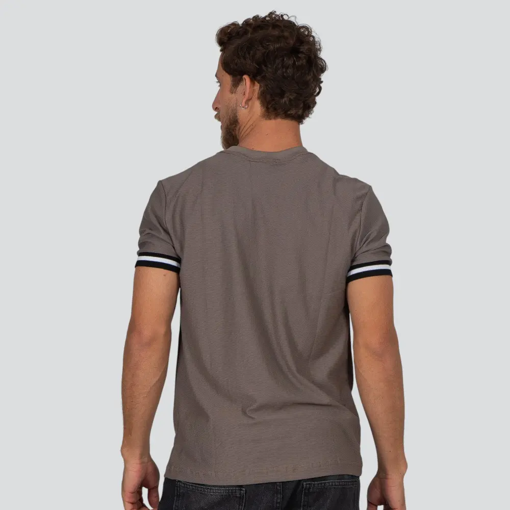 Camiseta Masculina Manga Curta Malha Texturizada Com Retilínea .30759C