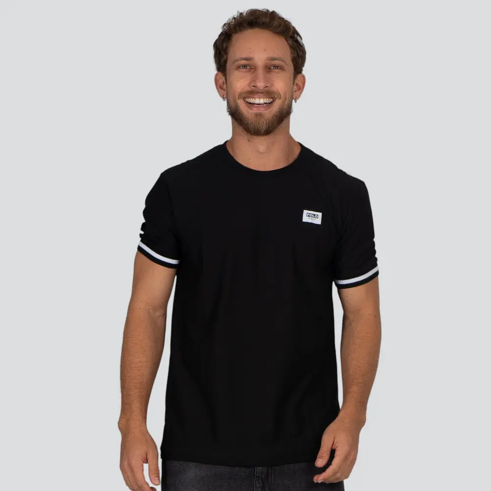 Camiseta Masculina Manga Curta Malha Texturizada Com Retilínea .30759C