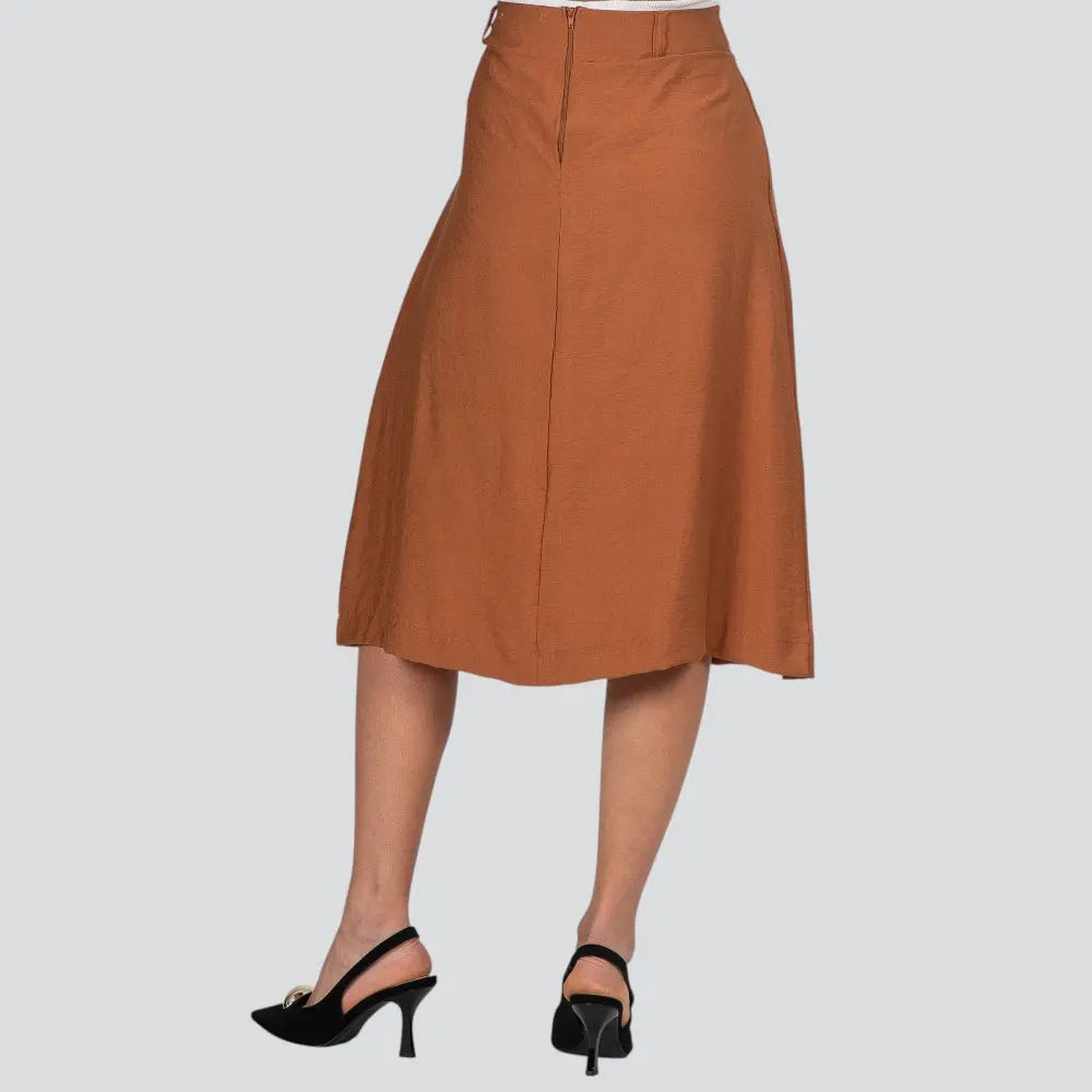 Saia Feminina Midi Evasê Linho .2100078