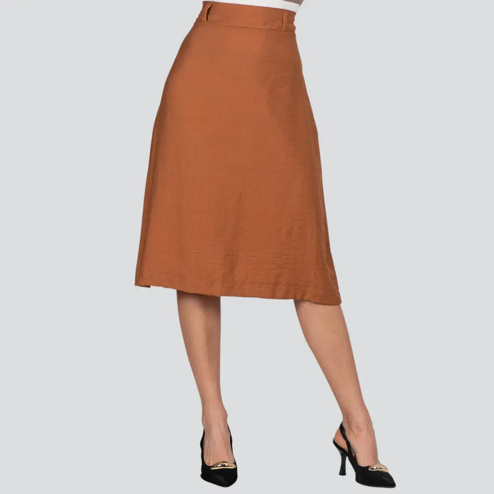 Saia Feminina Midi Evasê Linho .2100078