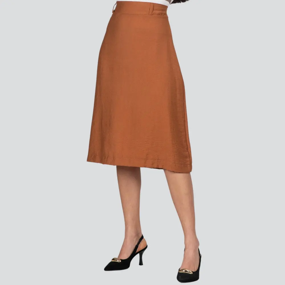 Saia Feminina Midi Evasê Linho .2100078