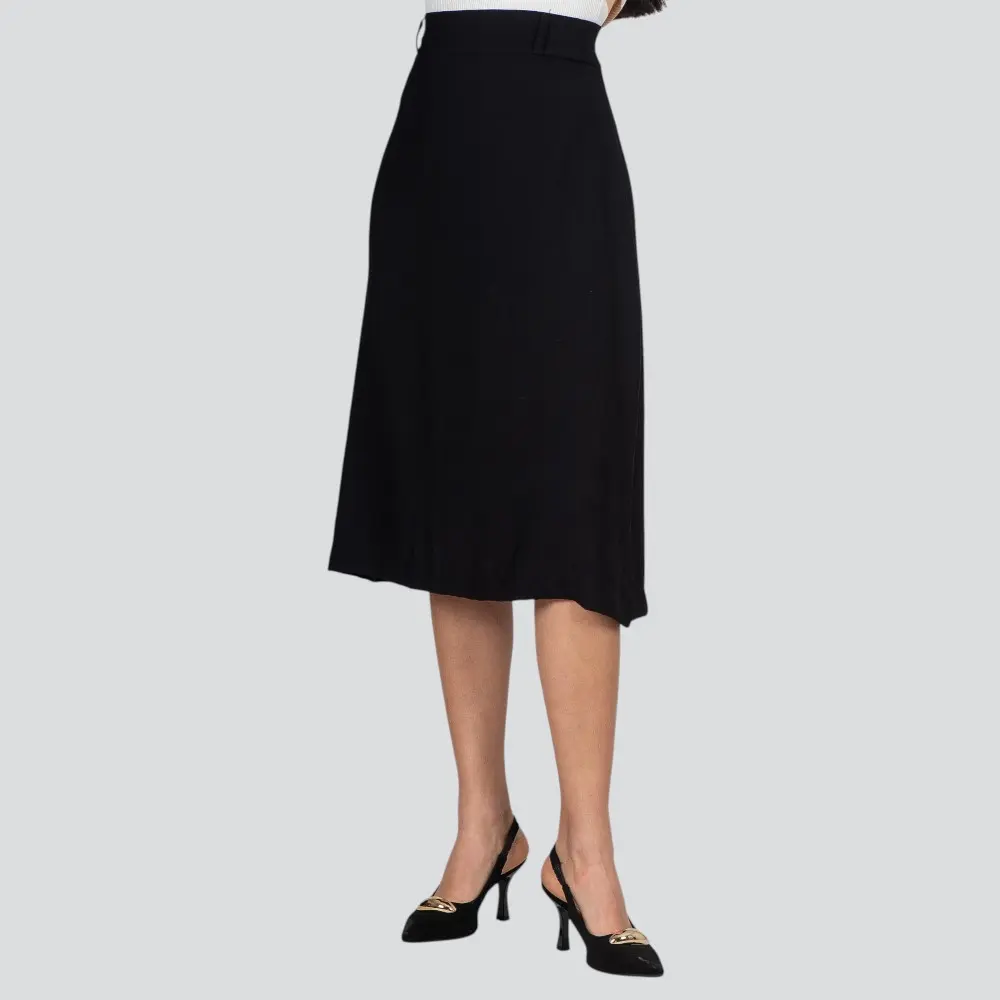 Saia Feminina Midi Evasê Linho .2100078