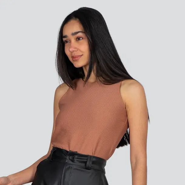 Cropped Regata Feminina Malha Texturizada .1100470