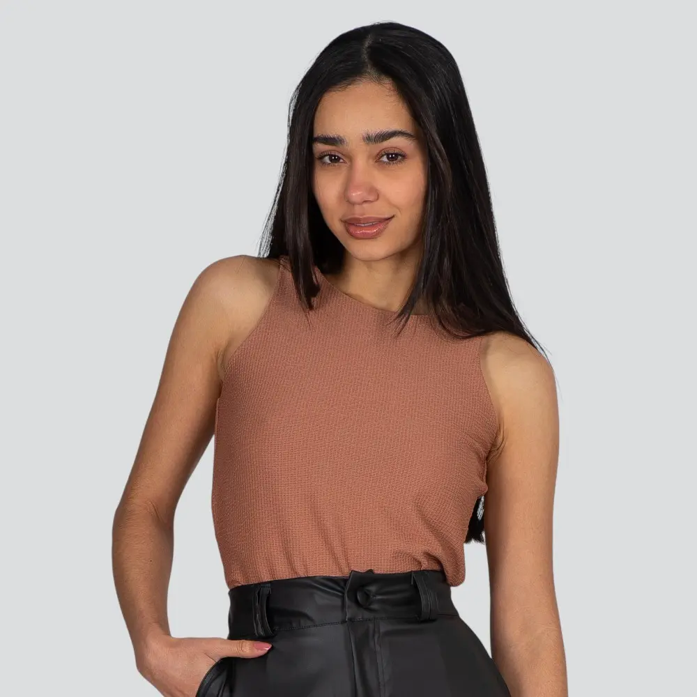 Cropped Regata Feminina Malha Texturizada .1100470