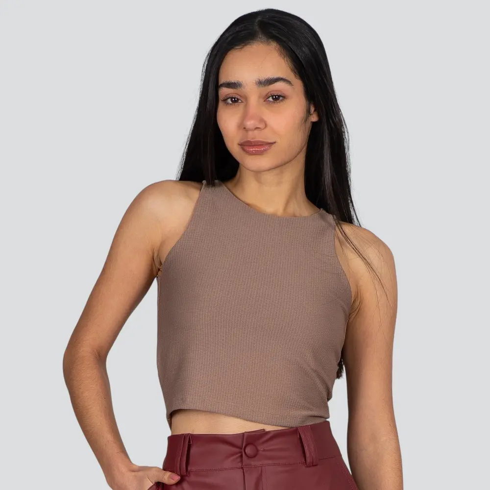 Cropped Regata Feminina Malha Texturizada .1100470