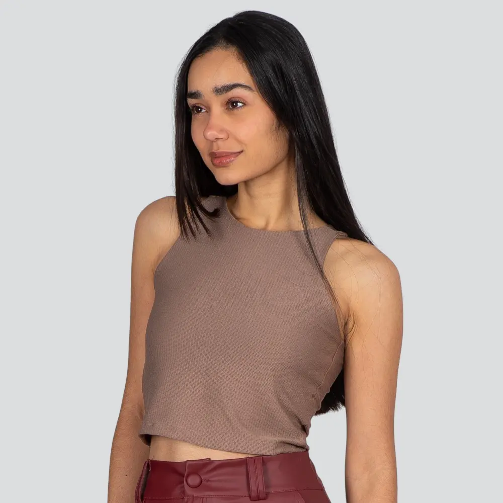 Cropped Regata Feminina Malha Texturizada .1100470