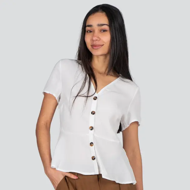 Blusa Feminina Manga Curta Com Botões .210245