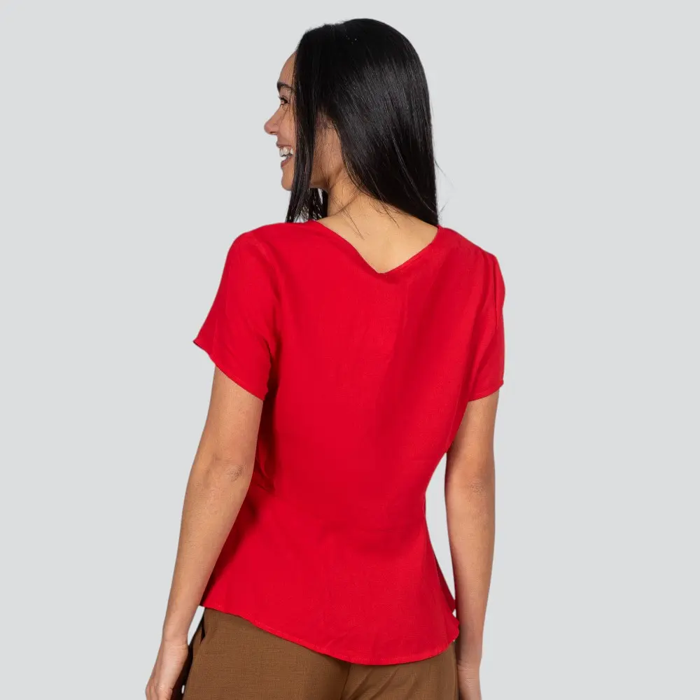 Blusa Feminina Manga Curta Com Botões .210245