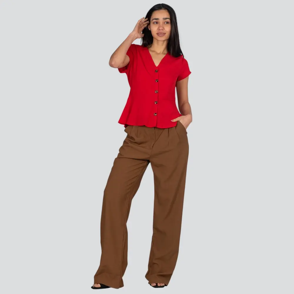 Blusa Feminina Manga Curta Com Botões .210245