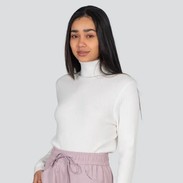 Suéter Cropped Feminino Manga Longa Modal Gola Alta .JN2520