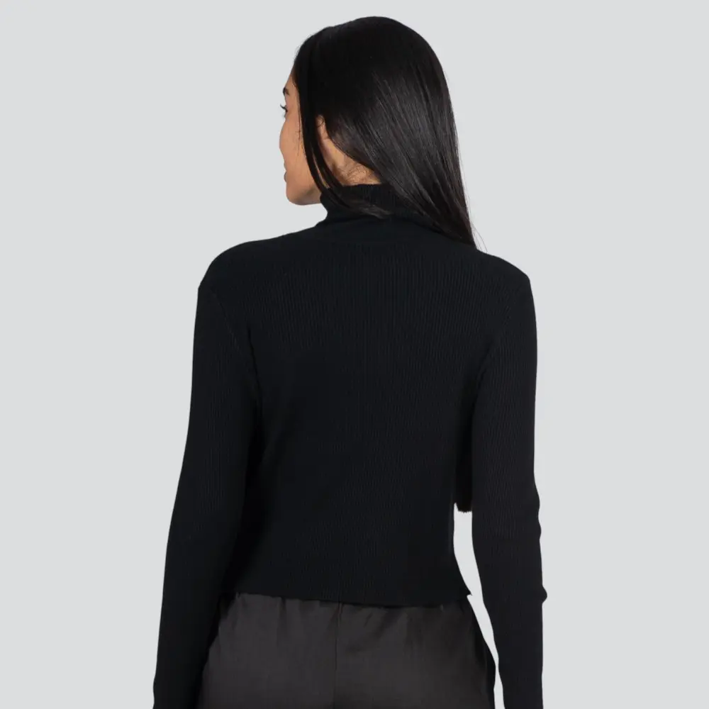 Suéter Cropped Feminino Manga Longa Modal Gola Alta .JN2520