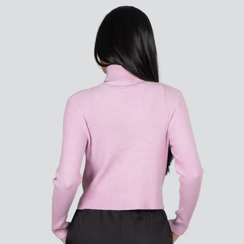 Suéter Cropped Feminino Manga Longa Modal Gola Alta .JN2520