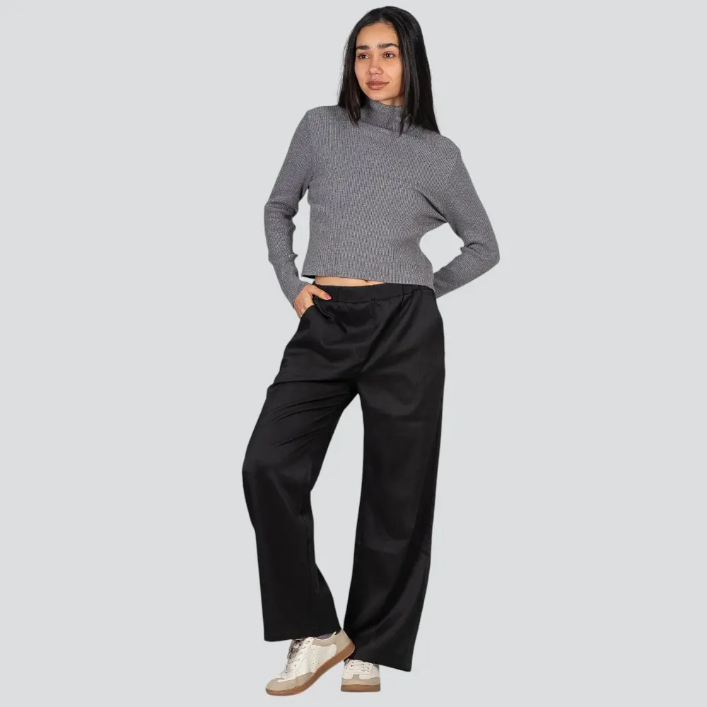 Suéter Cropped Feminino Manga Longa Modal Gola Alta .JN2520