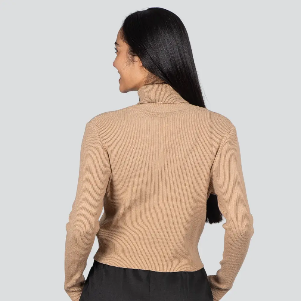 Suéter Cropped Feminino Manga Longa Modal Gola Alta .JN2520