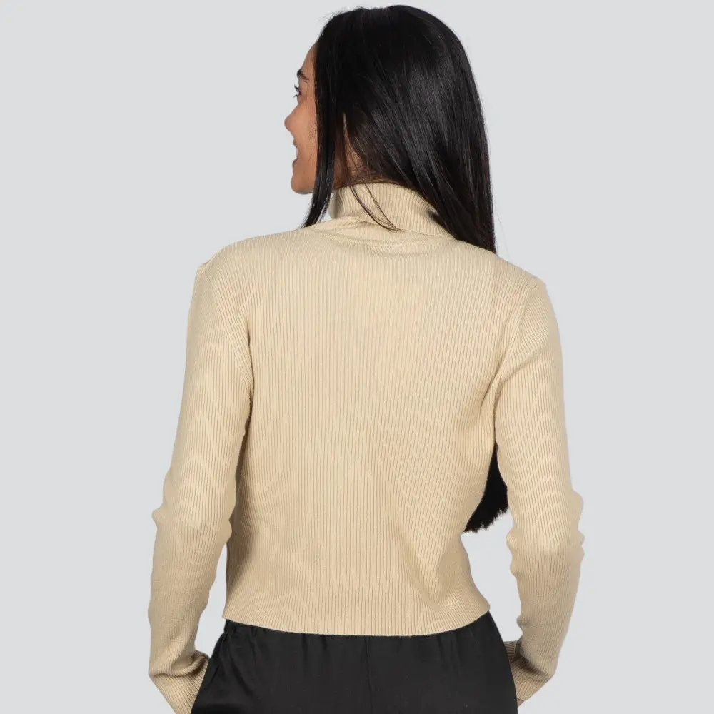 Suéter Cropped Feminino Manga Longa Modal Gola Alta .JN2520