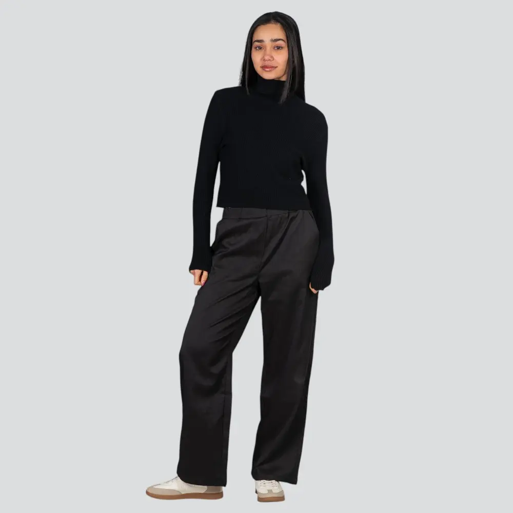 Suéter Cropped Feminino Manga Longa Modal Gola Alta .JN2520