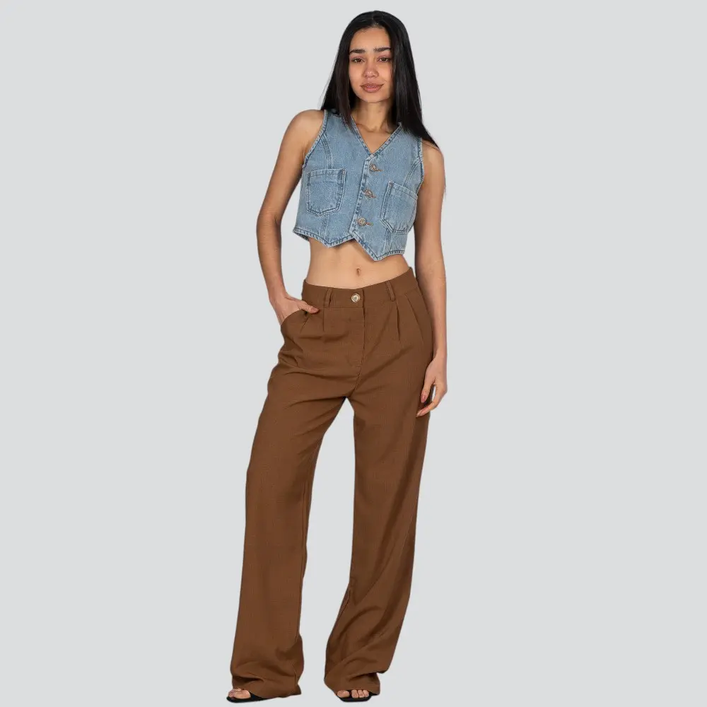 Colete Feminino Jeans Com Bolso Frontal .CT10