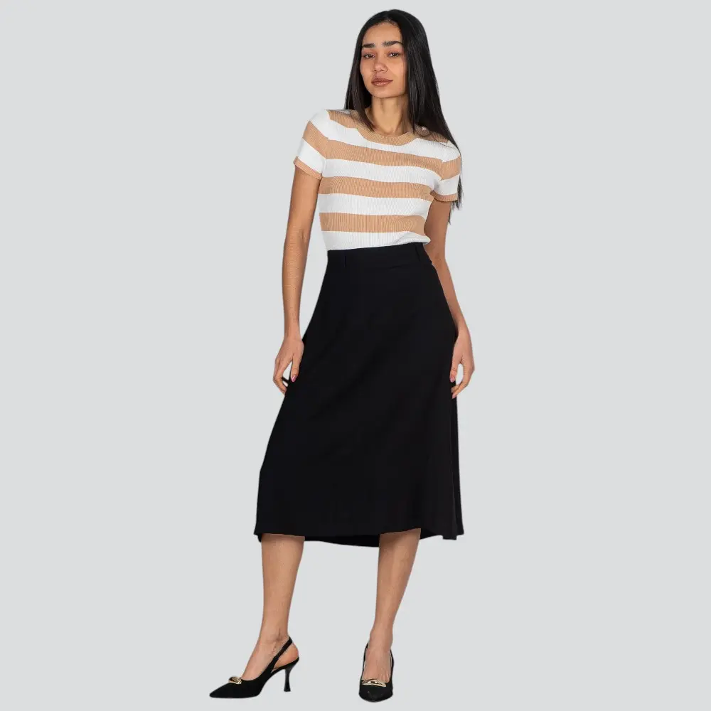 Blusa Feminina Manga Curta Listrada Tricô Modal .S1115