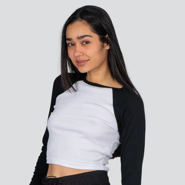 Cropped Feminino Manga Longa Ribana Raglan .03064