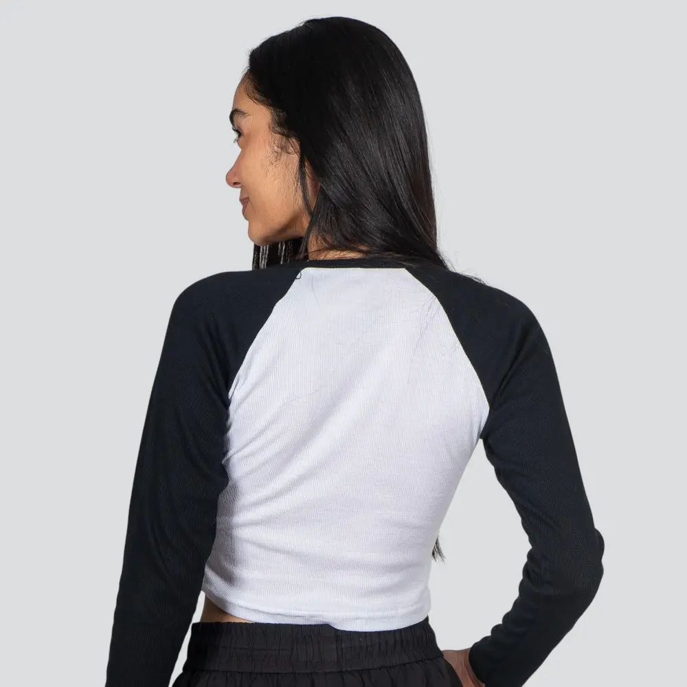 Cropped Feminino Manga Longa Ribana Raglan .03064