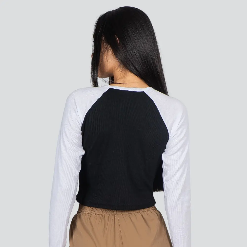 Cropped Feminino Manga Longa Ribana Raglan .03064