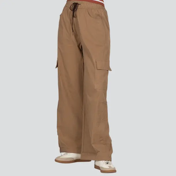 Calça Feminina Pantalona Bolso Cargo .YL2510 Marrom