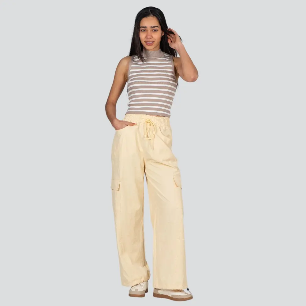 Calça Feminina Pantalona Bolso Cargo .YL2510