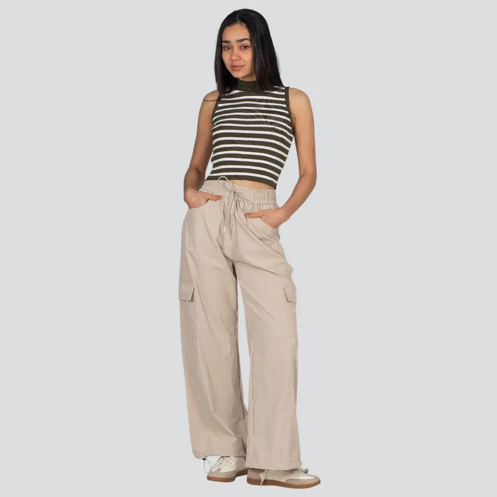 Calça Feminina Pantalona Bolso Cargo .YL2510
