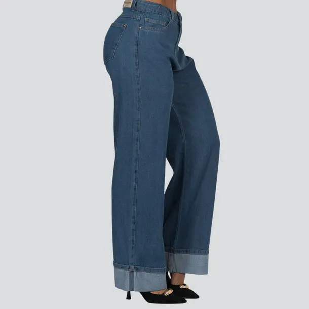 Calça Jeans Feminina Wide Leg Barra Italiana .31003