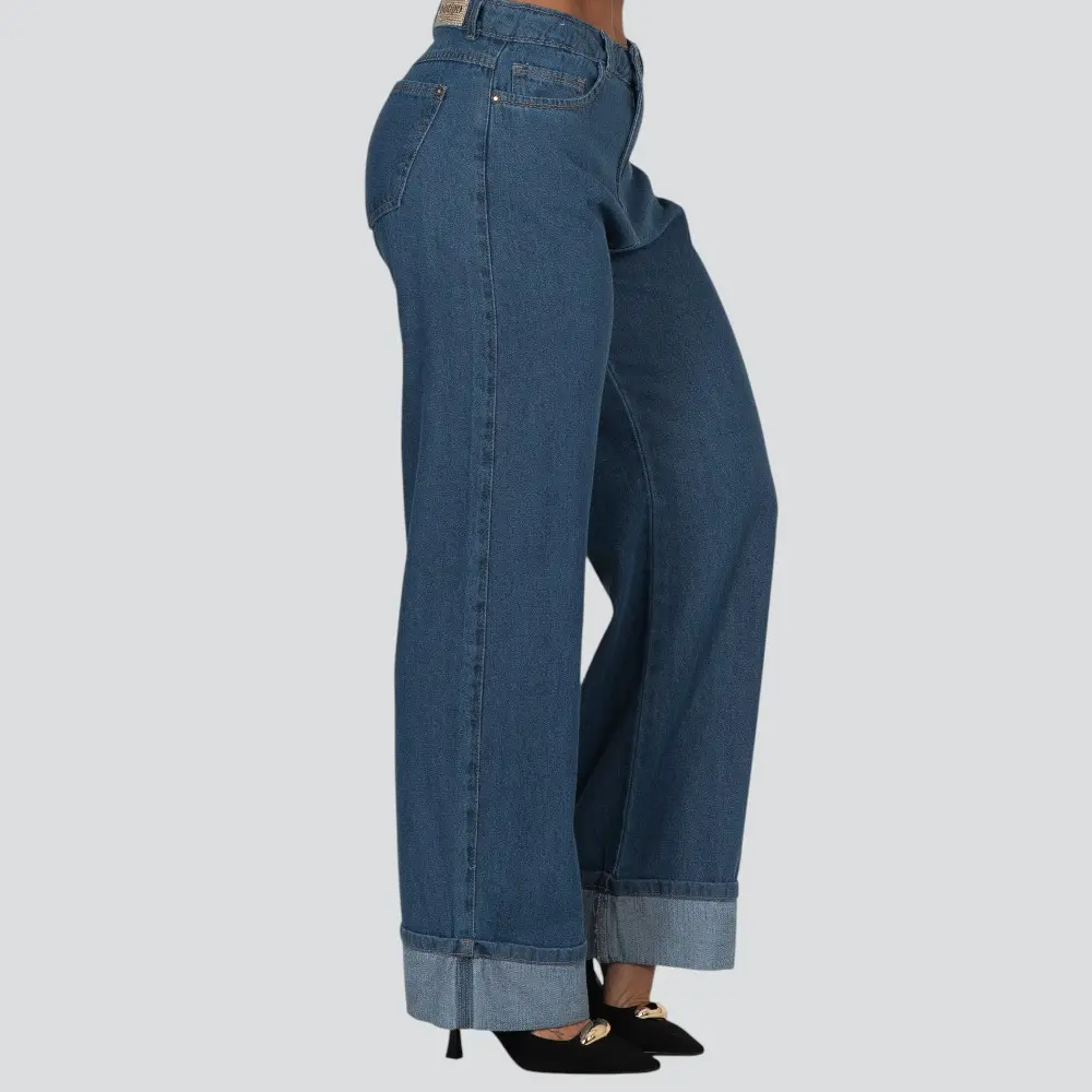 Calça Jeans Feminina Wide Leg Barra Italiana .31003