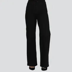 Calça Jeans Feminina Wide Leg Com Aplicação De Strass .30959